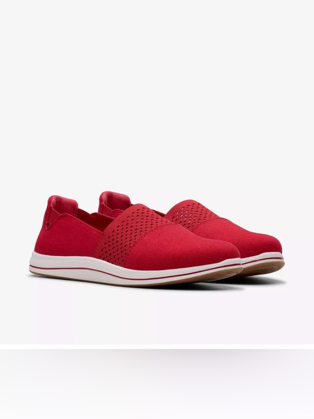 Clarks Red Knit Slip-On Sneakers for Women